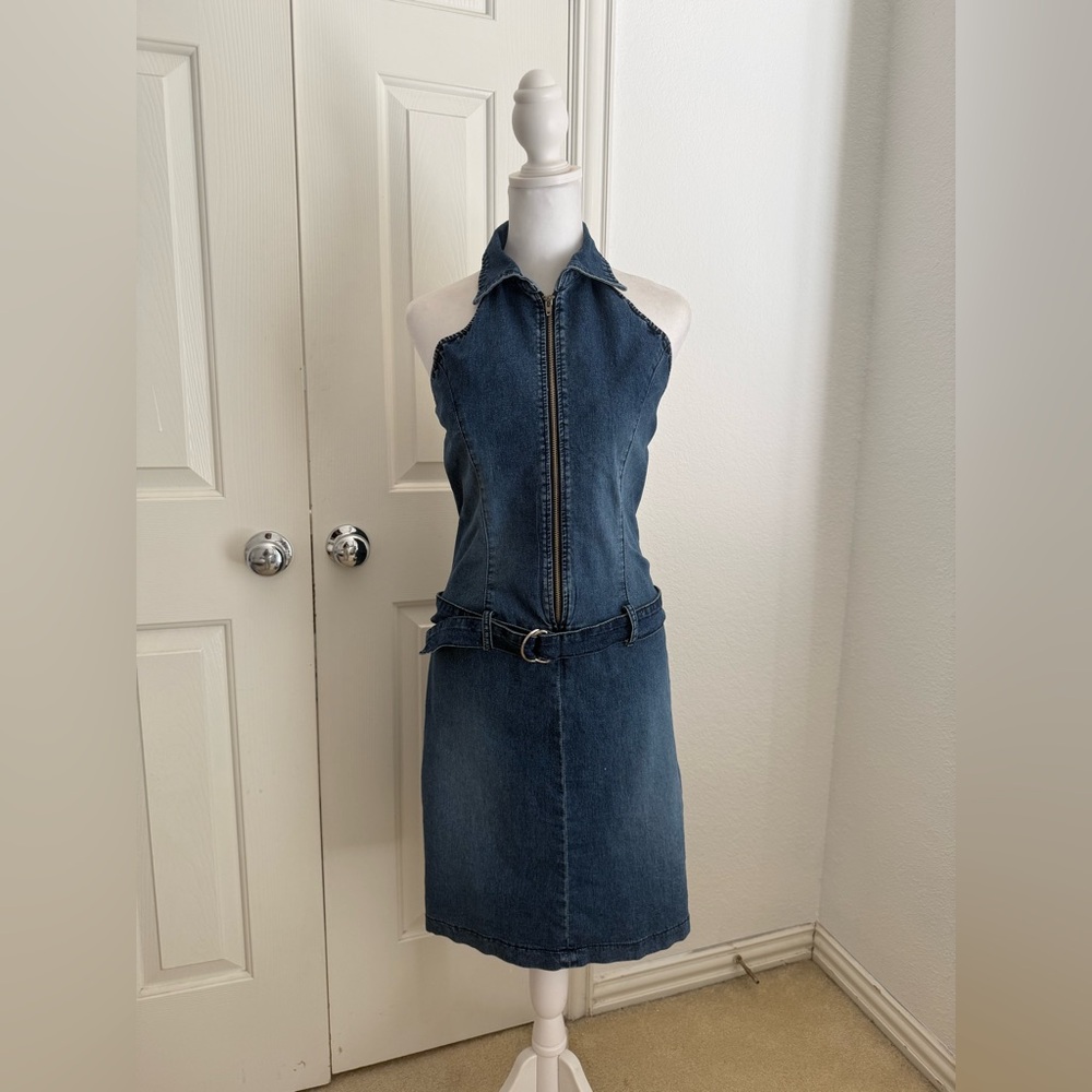 Y2K denim halter dress